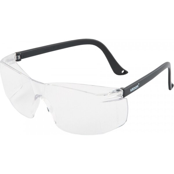 ARDON Schutzbrille V3000 klar, verstellbare Bügel (Länge & Neigung), Panoramascheibe, Anti-Fog, Anti-Scratch, EN166
