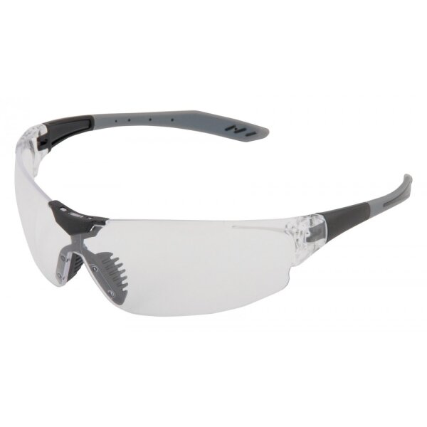 ARDON Schutzbrille M4000 klar, Metallrahmen Gun-Metal, verstellbare Nasenpads, Seitenschutz transparent, EN166, Anti-Kratz & Anti-Fog